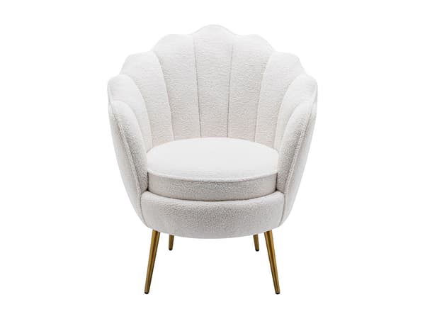 Vente-unique - Bouclé-fåtölj i vit boucléklädd tygsoptisk Snäckformad LALEA