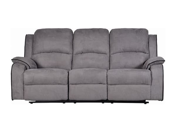 Vente-unique - 3-sits reclinersoffa i grå mikrofiber HERNANI
