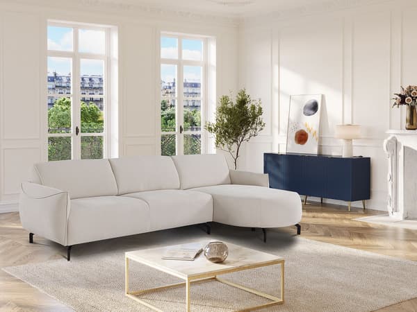 Vente-unique - Högervänd hörnsoffa i beige tyg FERIONA