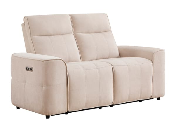 Vente-unique - Tvåsits elektrisk reclinersoffa i beige chenilletyg SCAMOCO