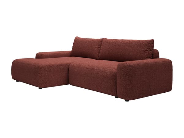 Vente-unique - Vänstervänd bäddsoffa i vinröd chenilletyg DAVISO
