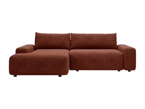 Vente-unique - Vänstervändvänd bäddsoffa i texturerad terrakottafärgad tyg DAVISO