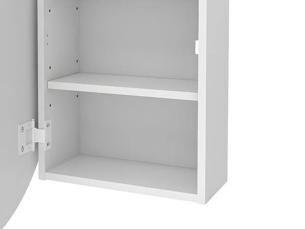 Vente-unique - Oval spegelväggskåp för badrum - Vitt - RURI