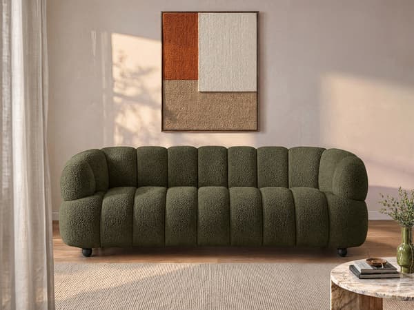 Vente-unique - Soffa 4 platser i bouclétyg - Grön COLIANI