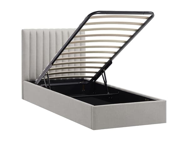Vente-unique - Säng med förvaring 90 x 200 cm – Tyg – Ljusgrå – SARANELI