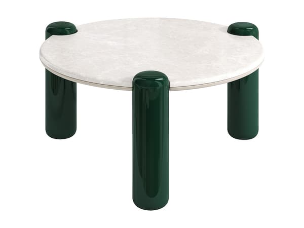 Vente-unique - Soffbord i marmor och MDF - Beige och grön - NARODI