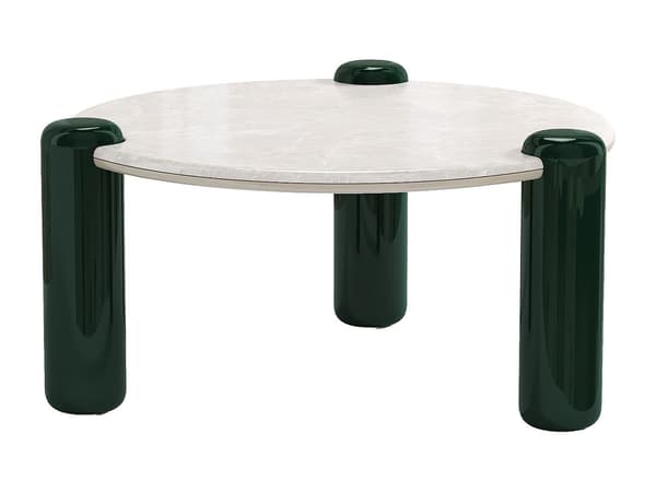Vente-unique - Soffbord i marmor och MDF - Beige och grön - NARODI