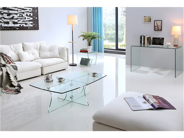 Vente-unique - Skrivbord i böjt transparent glas ELSTRON
