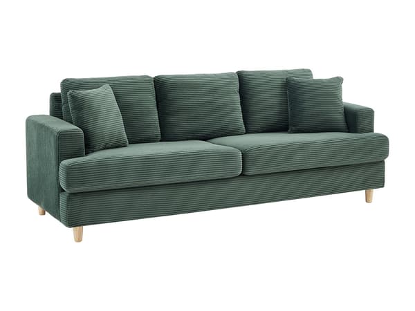 Vente-unique - 3-sits soffa i grönt manchestertyg YOCABA