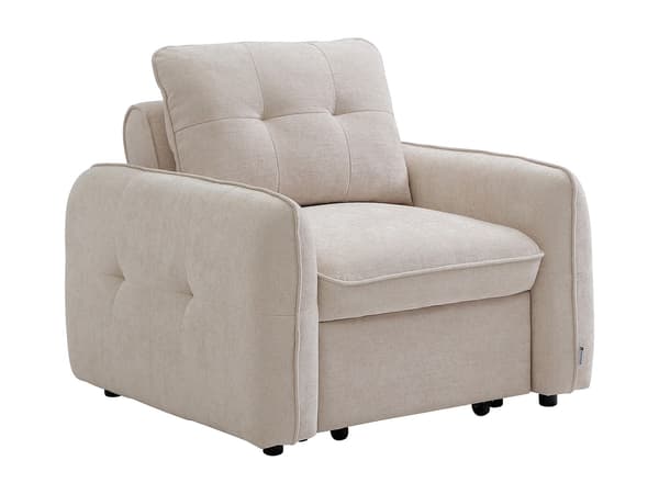 Vente-unique - Konvertibel fåtölj i beige texturerat tyg POBAVA