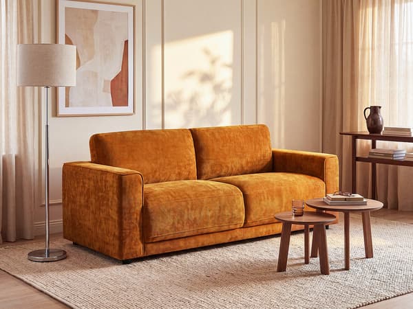 Vente-unique - Soffa 3 platser i texturerad terrakottafärgad tyg NETUSO