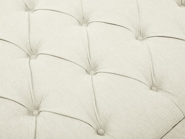 Vente-unique - Vadderad sänggavel 150 cm - Tyg - Beige - JOHENE
