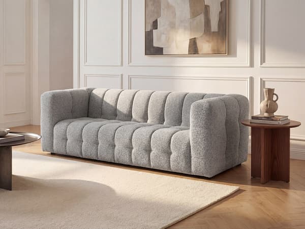 Vente-unique - LERICI 3-sits soffa i ljusgrått bouclétyg