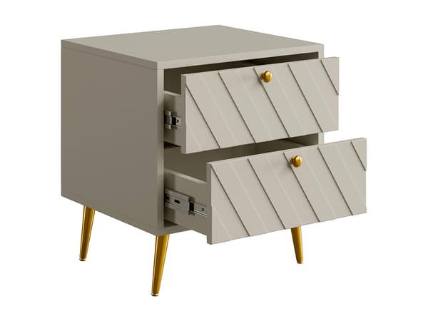 Vente-unique - Sängbord 2 lådor - Beige - TEODA