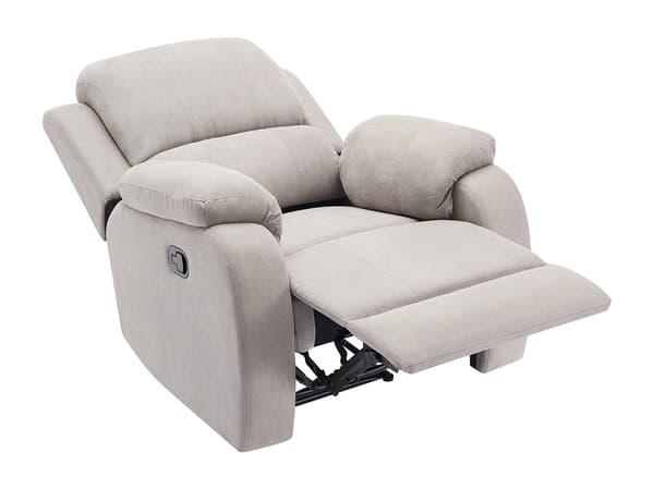 Vente-unique - Reclinerfåtölj i ljusgrå mikrofiber BRODY