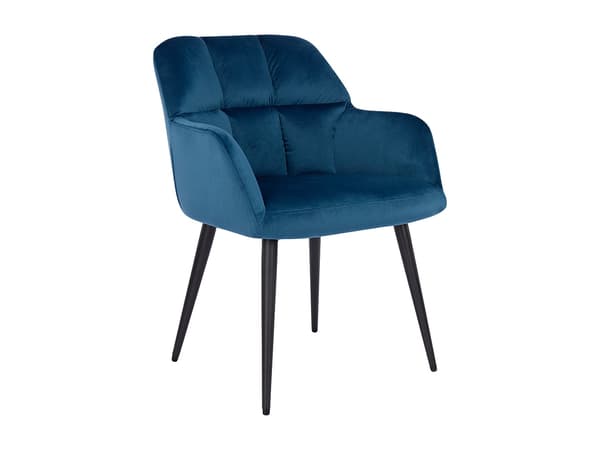 Vente-unique - Set med 2 stolar med armstöd - Sammet och metall - Blå - PEGA