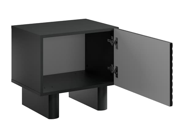 Vente-unique - Sängbord med 1 dörr - MDF - Svart - LUDIMA