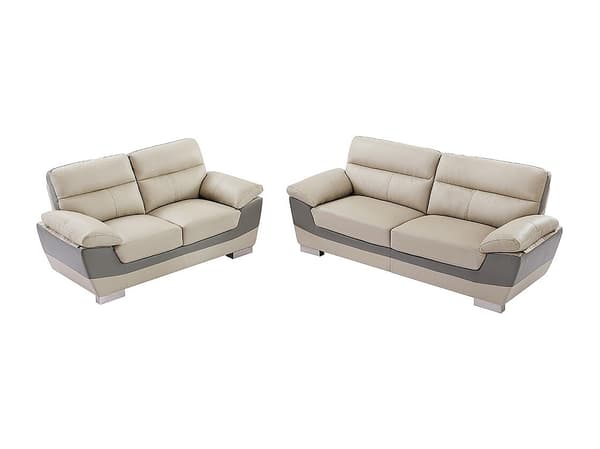 Vente-unique - 3-sits- och 2-sits lädersoffor FRANCESCA - Mullvad