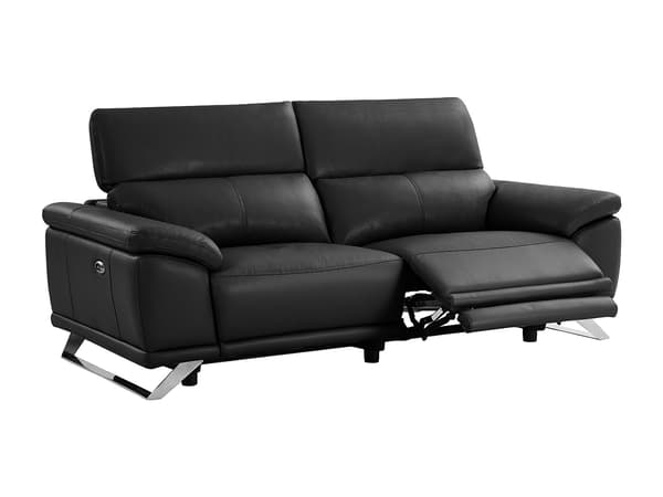 Vente-unique - 3-sits elektrisk reclinersoffa svart läder AZIDEE II