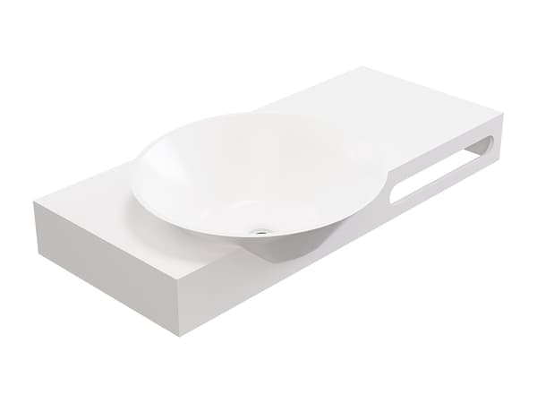 Vente-unique - Väggmonterat tvättställ med handdukshängare vit solid surface 100 × 54 × 20 cm YUMIKO