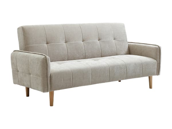 Vente-unique - 3-sits bäddsoffa med klickklappmekanism i beige tyg SONIATA