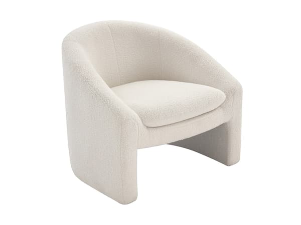 Vente-unique - OSSANA 2-sits soffa och fåtölj i vitt bouclétyg