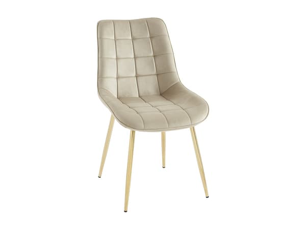 Vente-unique - Set med 2 vadderade stolar i sammet och guldmetall - Beige - OLLUA