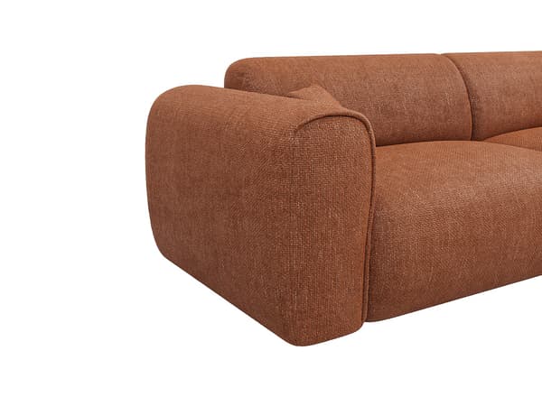 Vente-unique - 4-sitsig bäddsoffa express i strukturerat terrakottafärgat tyg - 13 cm memoryfoammadrass POGNIA