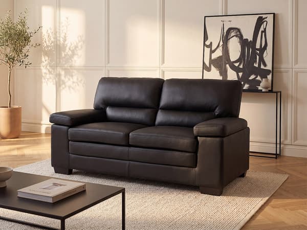 Vente-unique - 2-sits buffelläderssoffa MIMAS - Svart