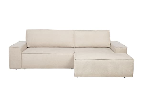 Vente-unique - Hörnbäddsoffa högerställd i beige texturerat tyg AMELIA