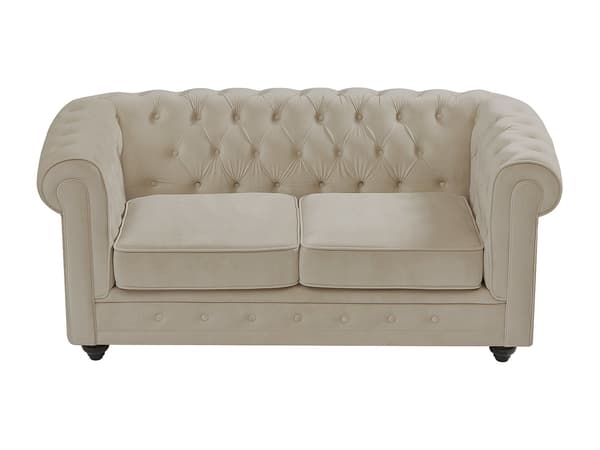 Vente-unique - 3-sits och 2-sits soffa i beige sammet CHESTERFIELD