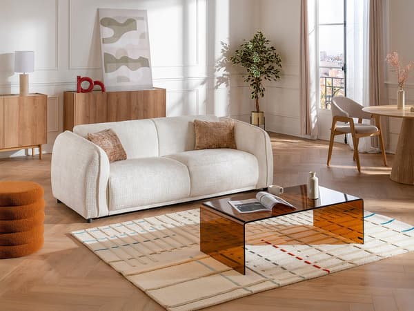 Vente-unique - Tvåsitsig soffa i beige chenilletyg JUNETI