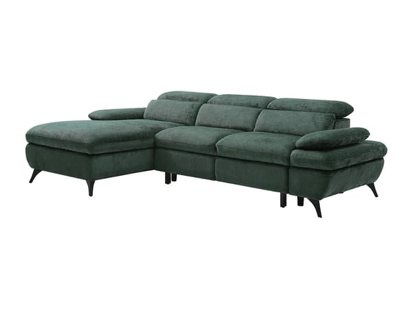 Vente-unique - SURDELI bäddsoffa för vänster hörn i grönt texturerat tyg