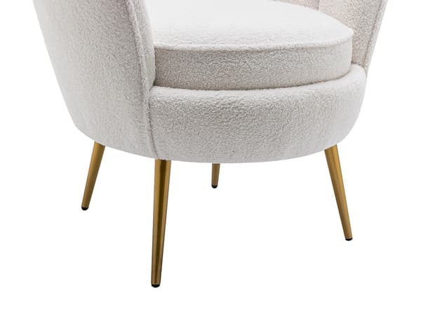 Vente-unique - Bouclé-fåtölj i vit boucléklädd tygsoptisk Snäckformad LALEA