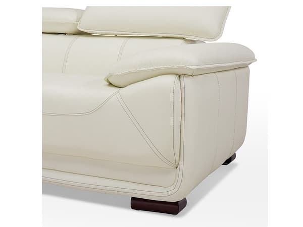 Vente-unique - 3-sits lädersoffa MACELO - Elfenbensvit