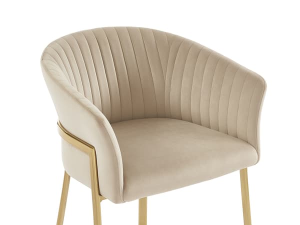 Vente-unique - Set med 2 stolar med armstöd beige sammet och guldfärgad metall  ZAOVA