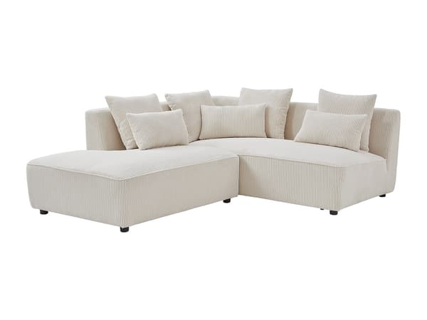 Vente-unique - Vänstervänd hörnsoffa i beige manchestersammet MECODI