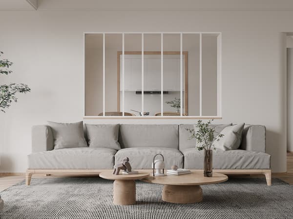 Vente-unique - Verkstadsglasvägg i pulverlackerad aluminium - 210x130 cm - Vit - BAYVIEW