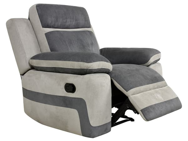 Vente-unique - Mikrofiberfåtölj i mörkgrå med ljusgrå band TALCA