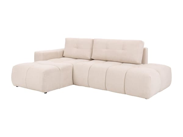Vente-unique - Vänstervänd bäddsoffa med texturerat beige tyg TRIMALDI