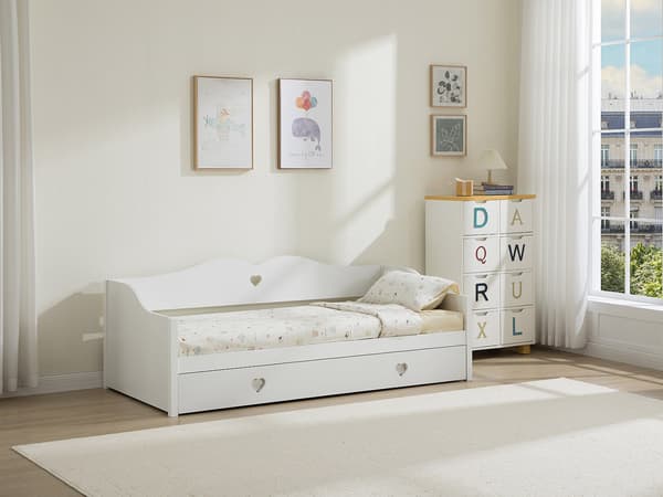Vente-unique - Utdragbar bäddsoffa 2 x 90 x 190 cm - Tall och MDF - Vit - DASTIVA