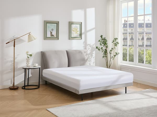 Vente-unique - Säng 140 x 190 cm - Sammet - Grå - IBEDIA