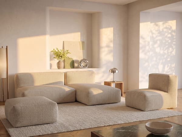 Vente-unique - Beige manchesterfåtölj NOUMARA