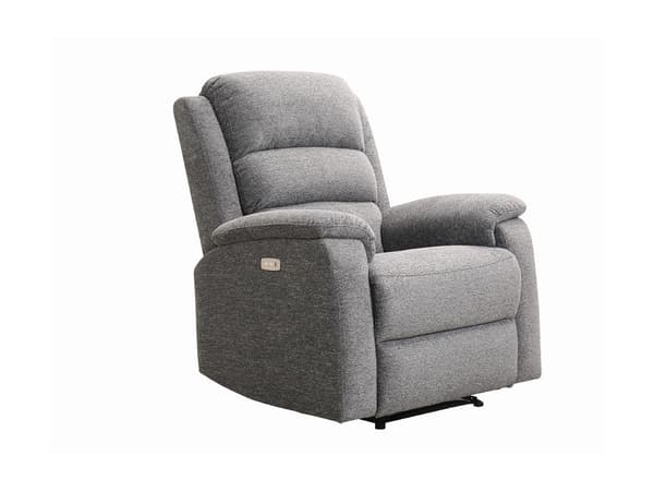 Vente-unique - Elektrisk reclineråtölj i grått tyg NEVERS
