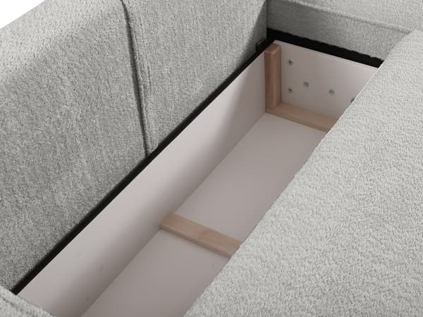 Vente-unique - Bäddsoffa med bouclé-tyg i grått, Högervänd vinkel AMELIA