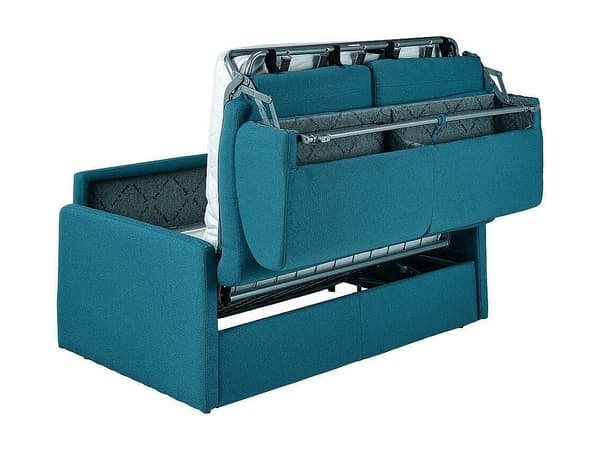 Vente-unique - 3-sits bäddsoffa express i turkosblått tyg – Sovbredd 140 cm – Madrass 14 cm CALIFE