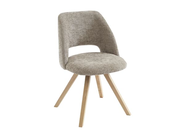 Vente-unique - Set med 6 stolar taupe tyg och gummiträ VESIANI