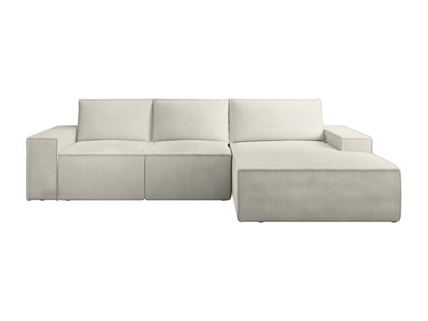 Vente-unique - Stor bäddsoffa högerställd beige manchester AMELIA