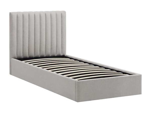 Vente-unique - Säng med förvaring 90 x 200 cm – Tyg – Ljusgrå – SARANELI