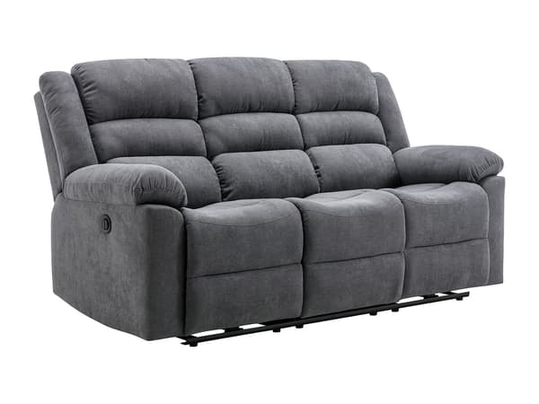 Vente-unique - 3-sits elektrisk reclinersoffa i grått tyg BUROLO